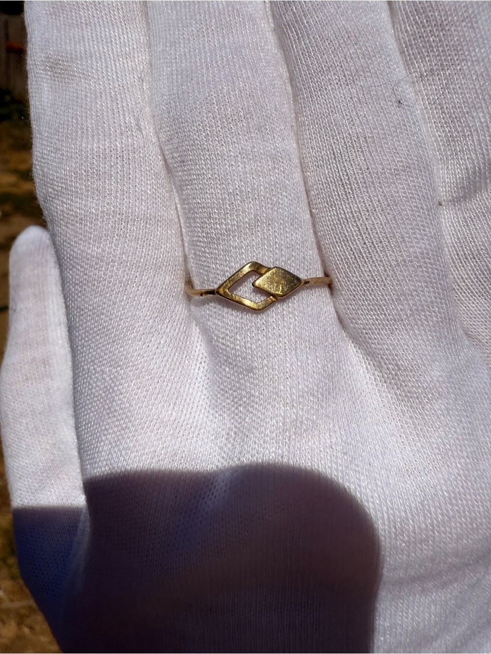 14k Solid Gold Vintage Minimalist Interlocking Geometric Diamond Shape Ring! Sz9 - Picture 7 of 8
